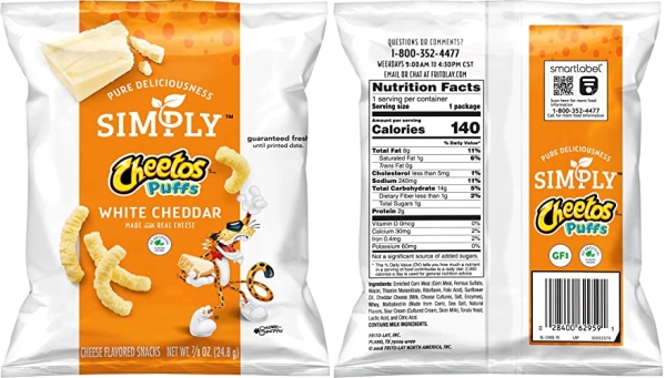 Purchase Simply Cheetos Puffs White Cheddar Cheese Flavored Snacks, 36 Count on Amazon.com