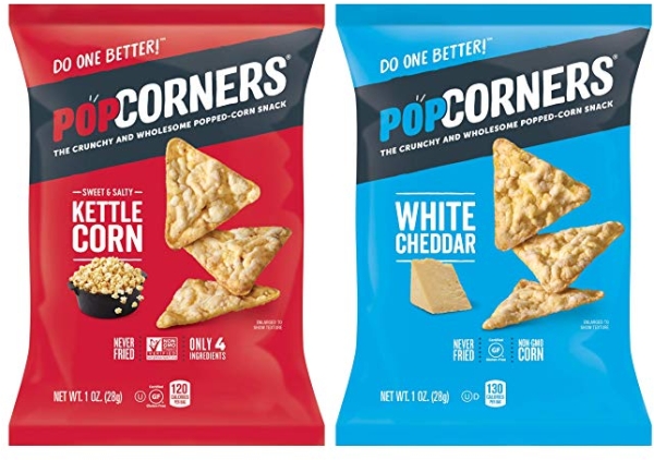 Purchase PopCorners Snacks Variety Pack, Gluten Free Chips Snack Packs, Kettle Corn, White Cheddar, Sea Salt, (18 Pack, 1 oz Snack Bags) on Amazon.com