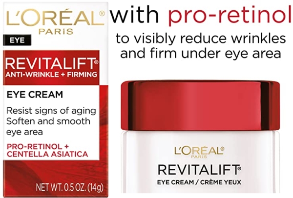 Purchase L'Oreal Paris Skincare Revitalift Anti-Wrinkle and Firming Eye Cream Treatment with Pro-Retinol Fragrance Free 0.5 oz. on Amazon.com