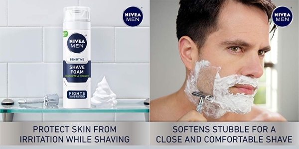 Purchase NIVEA Men Sensitive Shaving Foam - Soothes Sensitive Skin From Shave Irritation - 7 oz. Can (Pack of 6) on Amazon.com