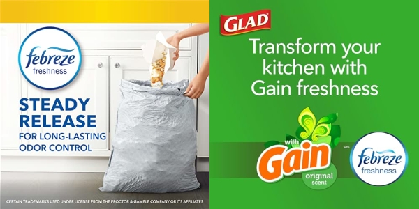 Purchase Glad Tall Kitchen Drawstring Trash Bags - OdorShield 13 Gallon White Trash Bag, Gain Original with Febreze Freshness - 100 Count on Amazon.com