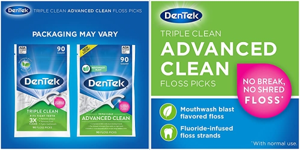 Purchase DenTek Triple Clean Floss Picks, No Break Guarantee, 90 Count, 6 Pack on Amazon.com