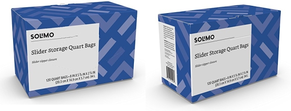 Purchase Amazon Brand - Solimo Slider Quart Food Storage Bags, 120 Count on Amazon.com