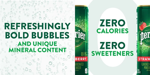 Purchase Perrier Strawberry Flavored Carbonated Mineral Water, 8.45 Fl Oz (30 Pack) Slim Cans on Amazon.com