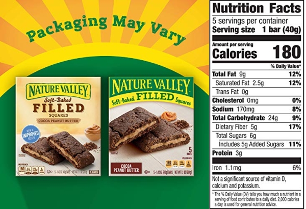 Purchase Nature Valley Soft Baked Filled Squares Cocoa Peanut Butter on Amazon.com