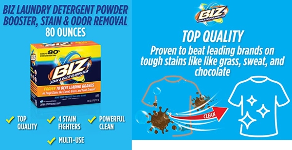Purchase Biz Laundry Detergent Powder Booster, Stain & Odor Removal - 80 Ounces on Amazon.com