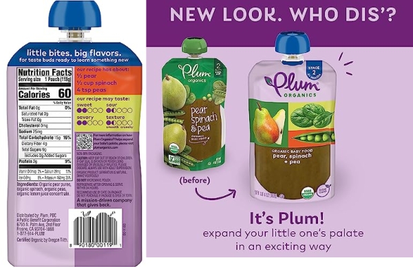 Purchase Plum Organics Stage 2, Organic Baby Food, Pear, Spinach and Pea, 4 ounce pouches (Pack of 12) on Amazon.com