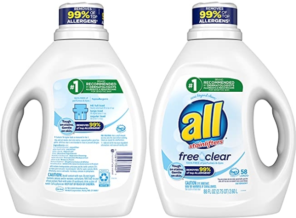 Purchase All Liquid Laundry Detergent, Free Clear for Sensitive Skin, 58 Loads, 88 Fluid Ounce on Amazon.com
