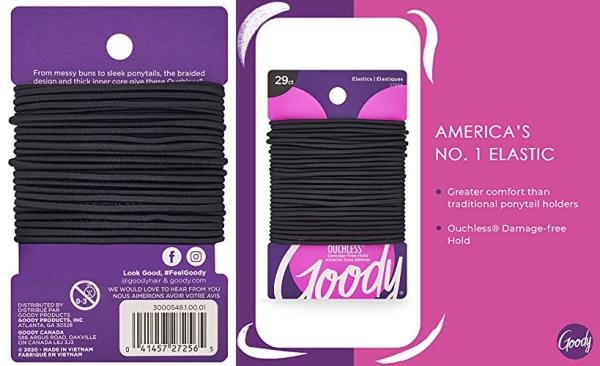 Purchase Goody Hair Women's Ouchless 2 mm Hair Elastics, Black, 29 Count on Amazon.com