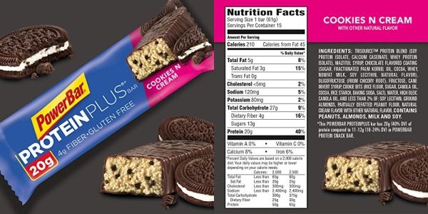 Purchase PowerBar Protein Plus Bar, Cookies & Cream, 2.15 Ounce (Pack of 15) on Amazon.com
