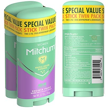 Purchase Mitchum Women Invisible Solid Antiperspirant Deodorant Twin Pack, Shower Fresh, 2.7oz on Amazon.com