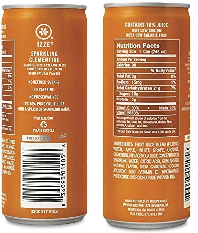 Purchase IZZE Sparkling Juice, Clementine, 8.4 oz Cans, 12 Count on Amazon.com