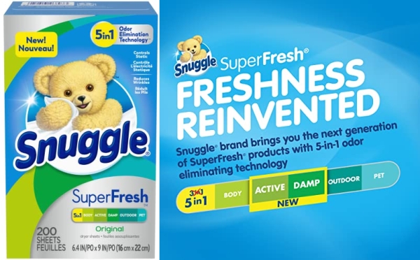 Purchase Snuggle Plus SuperFresh Fabric Softener Dryer Sheets with Static Control and Odor Eliminating Technology, Original, 200 Count on Amazon.com