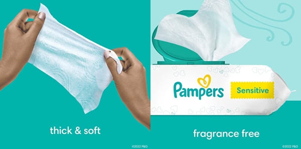 Purchase Baby Wipes, Pampers Sensitive Water Based Baby Diaper Wipes, Hypoallergenic and Unscented, 8X Pop-Top Packs with 4 Refill Packs for Dispenser Tub, 864 Total Wipes on Amazon.com