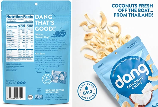 Purchase Dang Gluten Free Toasted Coconut Chips, Lightly Salted, Unsweetened, 3.17oz Bag on Amazon.com