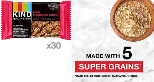 Purchase KIND Healthy Grains Bars, Dark Chocolate Chunk, Gluten Free, 1.2 oz, 30 Count on Amazon.com