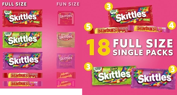Purchase SKITTLES & STARBURST Candy Full Size Variety Mix 37.05-Ounce 18-Count Box on Amazon.com