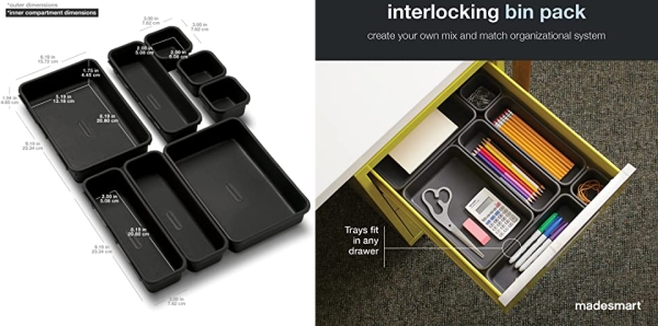 Purchase madesmart Value 8-Piece Interlocking Bin Pack - Granite, Customizable Multi-Purpose Storage on Amazon.com