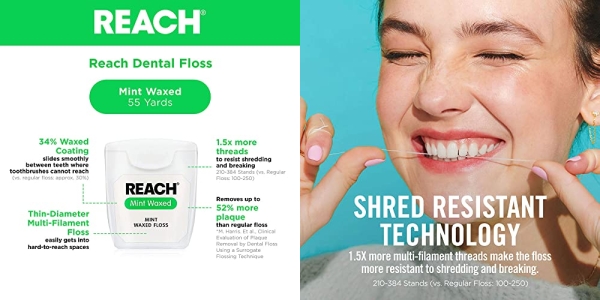 Purchase Reach Waxed Dental Floss, Mint, 55 Yards on Amazon.com