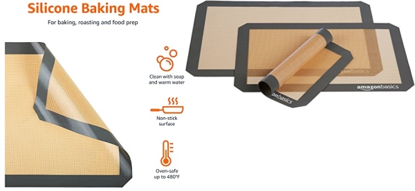 Purchase AmazonBasics Silicone, Non-Stick, Food Safe Baking Mat - Pack of 3 on Amazon.com