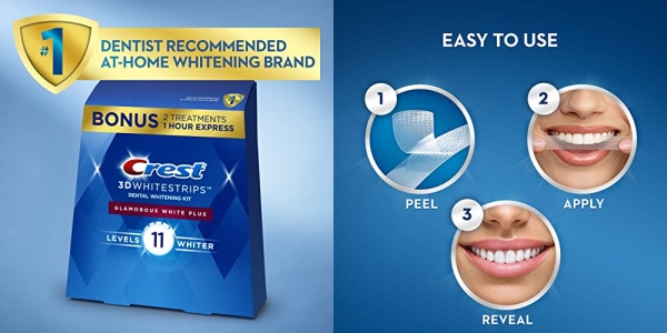 Purchase Crest 3D Whitestrips Glamorous White, Teeth Whitening Kit, 16 Treatments (32 Individual Strips) + 2 Bonus 1-Hour Express Treatments on Amazon.com