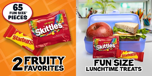 Purchase SKITTLES & STARBURST Candy Fun Size Variety Mix 31.9-Ounce Bag, 65 Pieces on Amazon.com