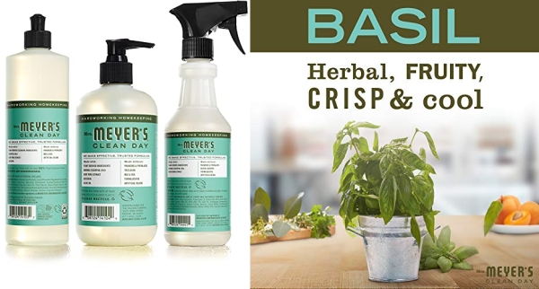 Purchase Mrs. Meyers Clean Day Kitchen Basics Set, Basil, Includes: Dish Soap (16 fl oz), Hand Soap (12.5 fl oz), Multi-Surface Everyday Cleaner (16 fl oz) on Amazon.com