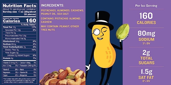 Purchase Planters Deluxe Salted Pistachio Mixed Nuts (14.5 oz Canister) on Amazon.com