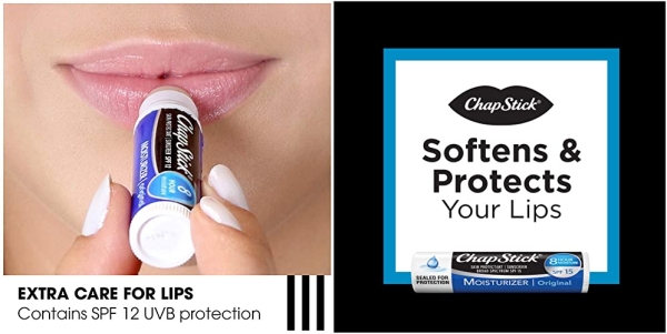 Purchase ChapStick Lip Moisturizer and Skin Protectant (Original Flavor, 1 Blister 3 Count) Lip Balm Tube, Sunscreen, SPF 15, 3 Count on Amazon.com