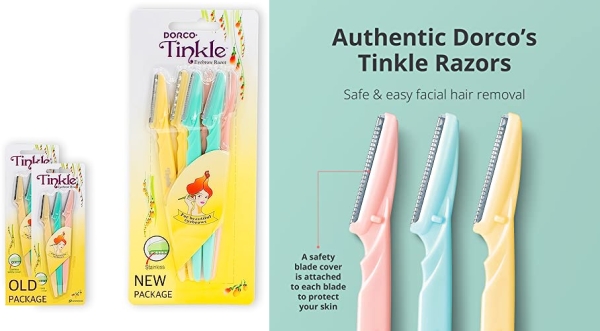 Purchase Dorco Tinkle Eyebrow Razor, Hair Trimmer Shaver and Tough Up Tool, Facial Razor with Safety Cover, 6 Razors on Amazon.com