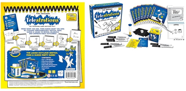 Purchase Telestrations Original 8 Player, Family Board Game, The Telephone Game Sketched Out on Amazon.com