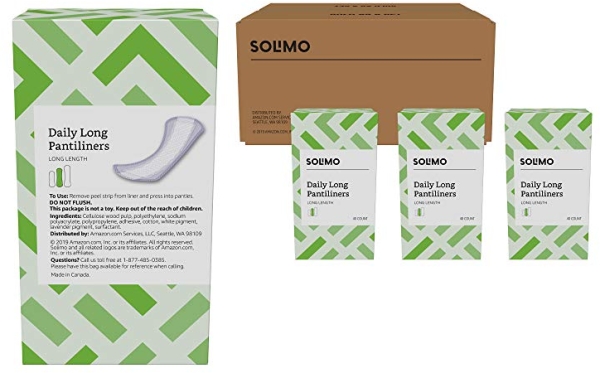 Purchase Amazon Brand - Solimo Daily Long Pantiliner, Long Length, 120 Count (3 packs of 40) on Amazon.com