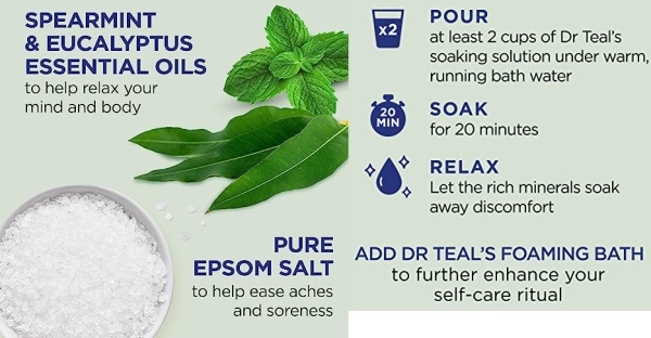 Purchase Dr Teal's Epsom Salt Soaking Solution, Relax & Relief, Eucalyptus and Spearmint, 3lbs on Amazon.com
