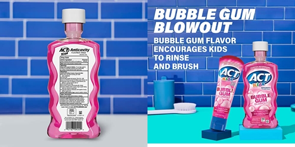 Purchase ACT Kids AntiCavity Fluoride Rinse Children's Mouthwash, Bubblegum Blowout, 16.9 Fl Oz on Amazon.com