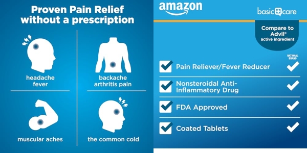 Purchase Amazon Basic Care Ibuprofen Tablets 200 mg, Pain Reliever/Fever Reducer (NSAID), 500 Count on Amazon.com