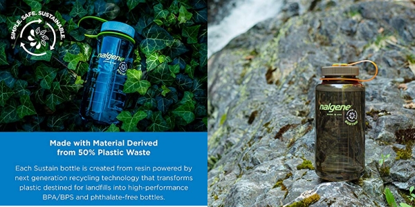 Purchase Nalgene Sustain Tritan BPA-Free Water Bottle Made with Material Derived from 50% Plastic Waste, 32 OZ, Wide Mouth on Amazon.com
