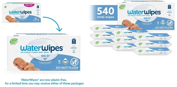 Purchase WaterWipes Sensitive Baby Wipes, Unscented, 540 Count (9 Packs of 60 Count) on Amazon.com