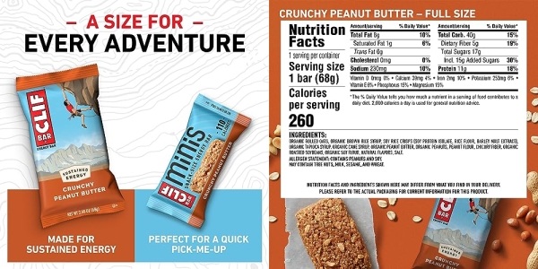 Purchase Clif Bar Crunchy Peanut Butter Pack, Full Size Bars & Minis, 20 Count on Amazon.com