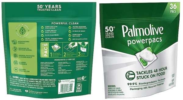 Purchase Palmolive PowerPacs Dishwasher Detergent Pods, No Added Fragrance - 36 count on Amazon.com