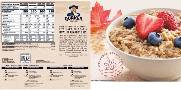 Purchase Quaker Instant Oatmeal, 4 Flavor Variety Pack, Individual Packets, 48 Count on Amazon.com