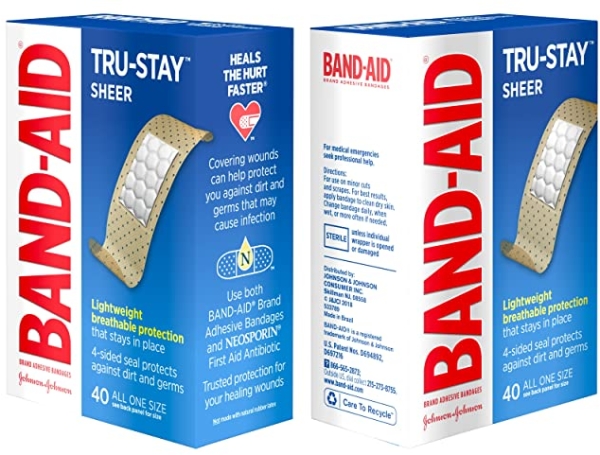 Purchase Band-Aid Brand Tru-Stay Sheer Strips Adhesive Bandages for First Aid and Wound Care of Minor Cuts and Scrapes, All One Size, 40 ct on Amazon.com