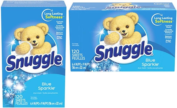 Purchase Snuggle Blue Sparkle Fabric Softener Dryer Sheets, 120 Count on Amazon.com