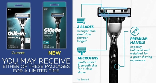 Purchase Gillette Mach3 Razors for Men, 1 Gillette Razor, 2 Razor Blade Refills on Amazon.com