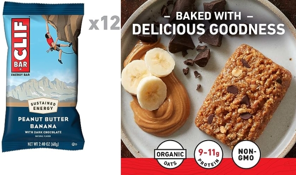 Purchase CLIF BARS - Energy Bars - Peanut Butter Banana with Dark Chocolate - Made with Organic Oats - Plant Based Food - Vegetarian - Kosher (2.4 Ounce Protein Bars, 12 Pack) on Amazon.com
