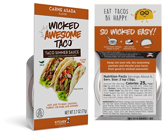 Purchase Kitchen Accomplice Wicked Tasty Taco, Carne Asada Simmer Sauce, 2.7 Ounce on Amazon.com