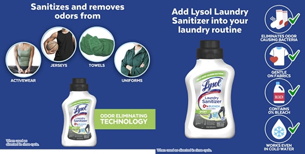 Purchase Lysol Laundry Sanitizing Liquid, Laundry Detergent Additive for Clothes and Linens, Eliminates Odor Causing Bacteria, Crisp Linen, 41oz on Amazon.com