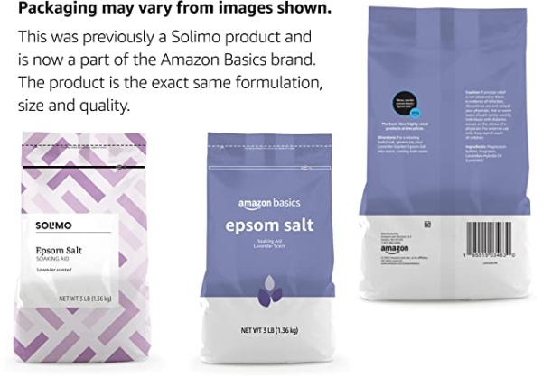 Purchase Amazon Brand - Solimo Epsom Salt Soaking Aid, Lavender Scented, 3 Pound on Amazon.com