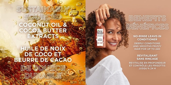 Purchase Garnier Whole Blends Sustainably Sourced Coconut Oil and Cocoa Butter Leave in Conditioner Treatment to Smooth and Control Frizzy Hair, 5.1 Fl Oz on Amazon.com