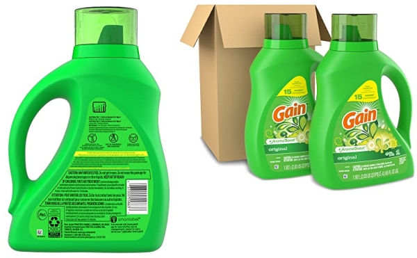 Purchase Gain Laundry Detergent Liquid Soap Plus Aroma Boost, Original Scent, HE Compatible, 90 Loads Total, 65 Fl Oz (Pack of 2) on Amazon.com