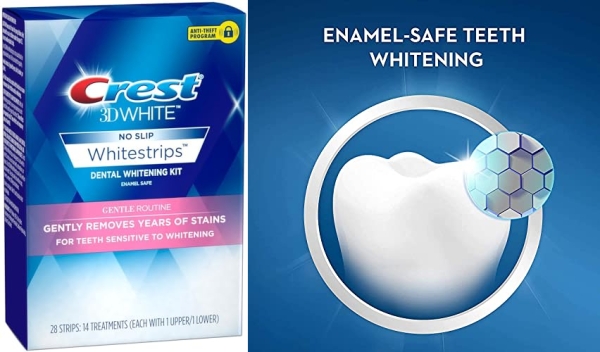 Purchase Crest 3D Whitestrips for Sensitive Teeth, Teeth Whitening Strip Kit, 28 Strips (14 Count Pack) on Amazon.com